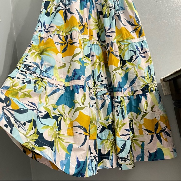 CYNTHIA ROWLEY Cotton Tiered Maxi Dress Floral popover Size 2X NWT resortwear - Picture 6 of 11